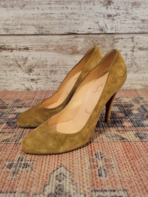 tan christian louboutin heels