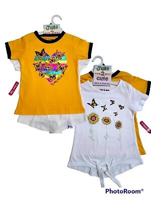 Just 2 Cute Size 5/6 Shirt Butterfly Sunflowers Graphic Short-Sleeve 2 Top Tees
