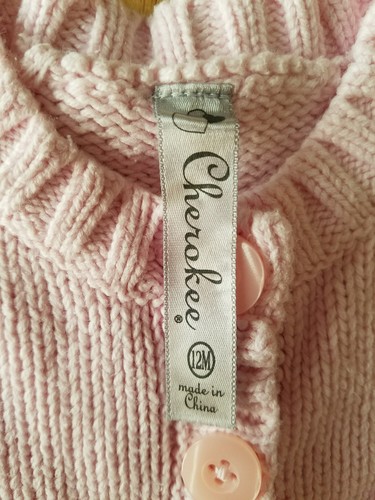 Baby Girls Clothes, Light Pink Cardigan Sweater, Size 12 Months, Cherokee brand