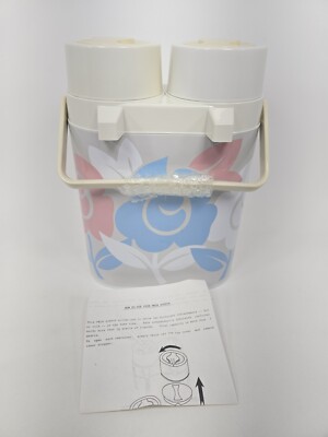 Tupperware Vintage Floral Double Twin Air Pot Carafe 1987 Pink Blue White
