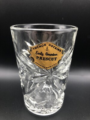 Lot Of 7 Vintage Anchor Hocking Early American Prescut EAPC Glasses 8oz  new 