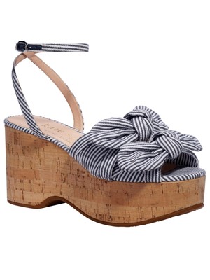 

KATE SPADE NEW YORK Женские темно-синие сандалии Julep с круглым носком на танкетке с ремешком на пятке 9,5 B, Navy, K3318