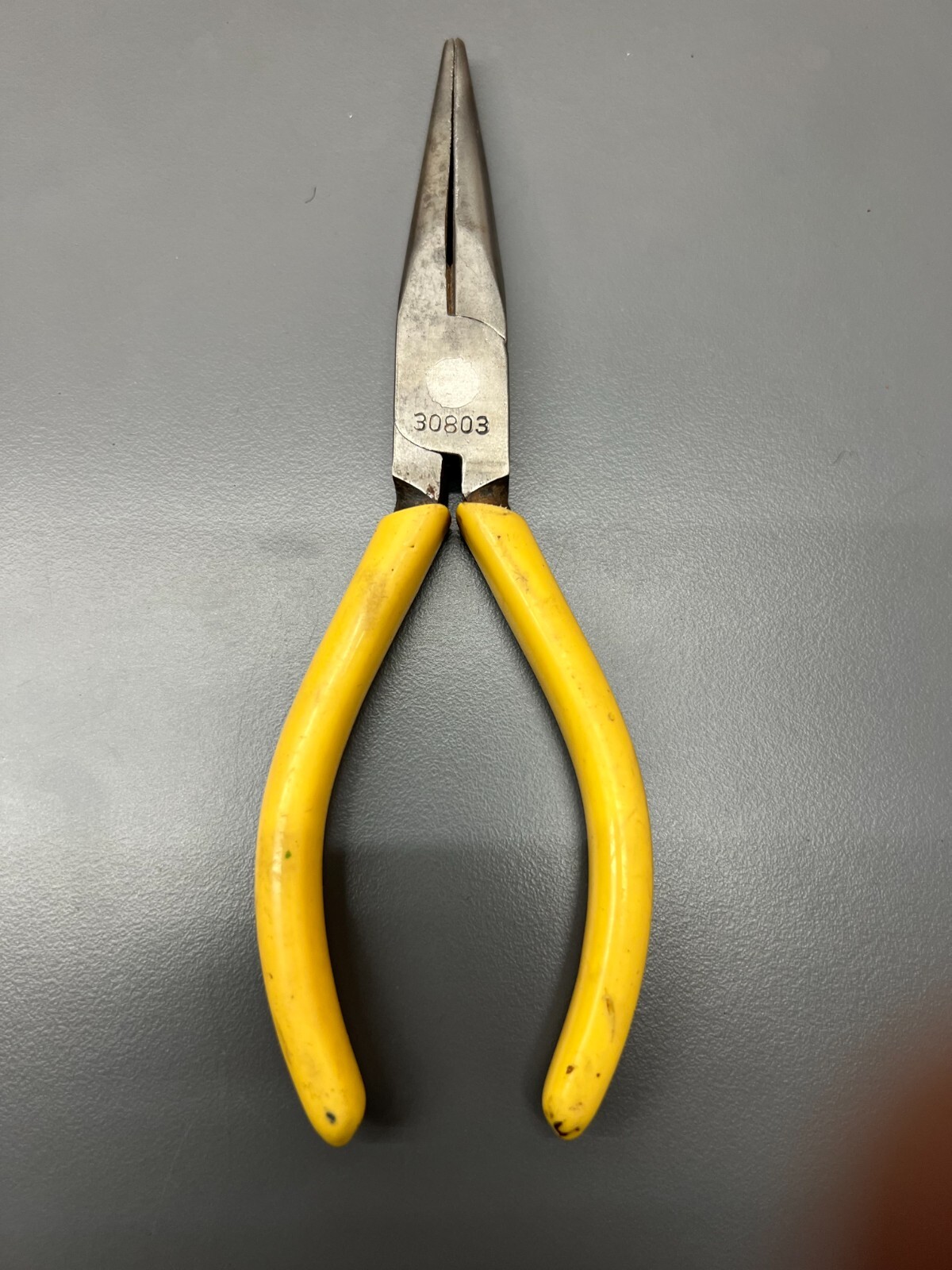 VINTAGE SEARS NEEDLE NOSE PLIERS NO. 30803 YELLOW HANDLE