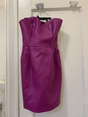 topshop pink leather dress