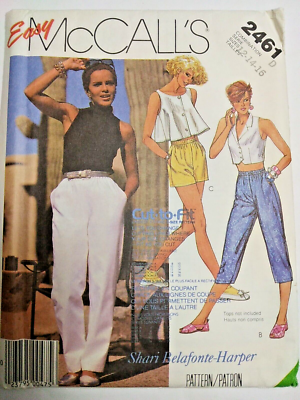 Pants Capri Shorts 12 14 16 Easy McCalls 2461 Sewing Pattern 80s