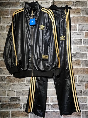 black and gold adidas tracksuit mens