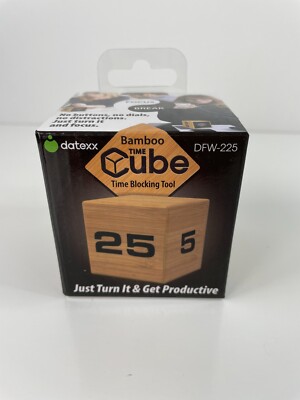 Datexx Bamboo Time Cube Time Blocking Productivity Tool Turn & Focus 5sec-99min