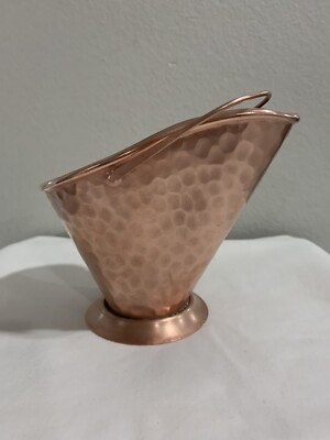 Vintage Gregorian Solid Hammered Copper Mini Coal Scuttle/Container 5  H 3.75  W