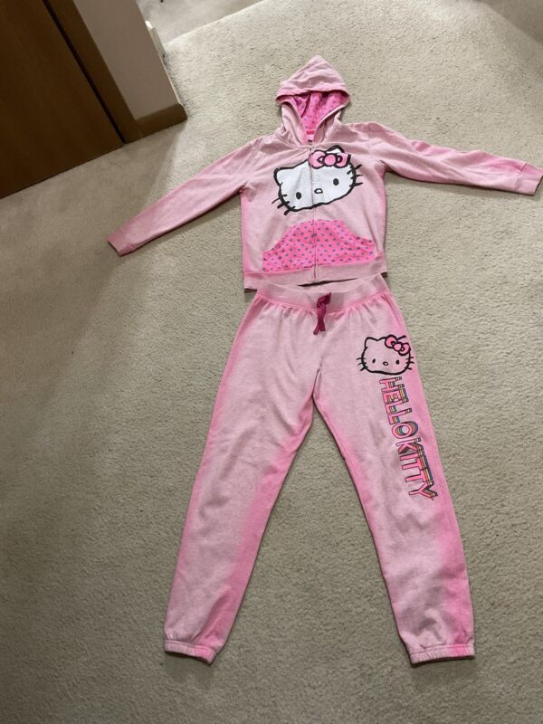 Hello Kitty Kids Girls 2Pc.Track Sport Athletic Fleece Suit/Set Pants & Jacket L