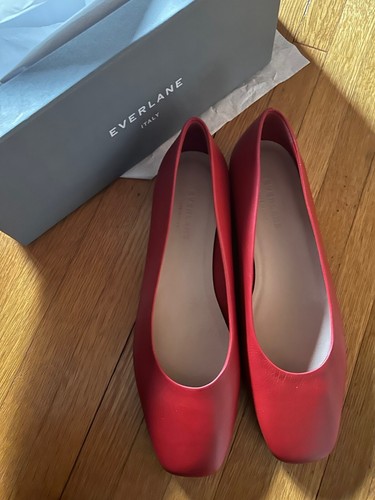 Everlane, the 90's Square-Toe Flat in Red Size 10 NWT | eBay