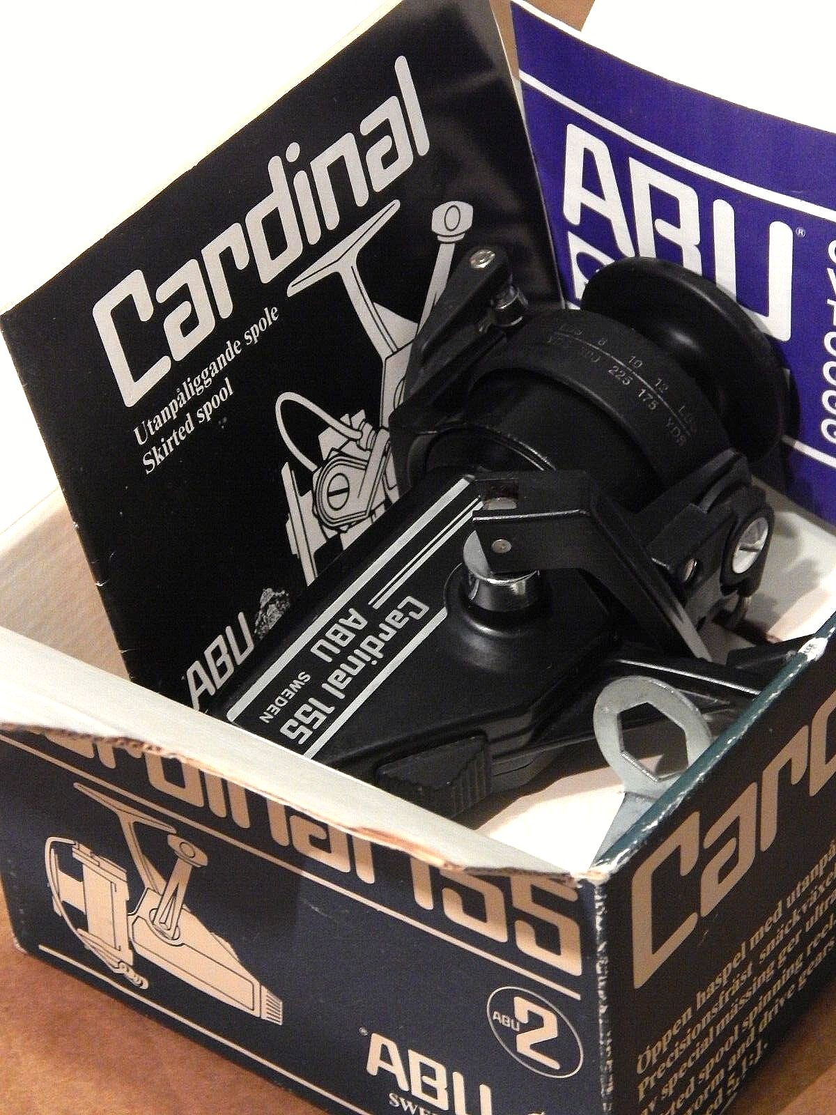 Late 70s' vintage ABU Cardinal 155 spinning reel in box-used Late 70s' vintage ABU Cardinal 155 spinning reel in box-used