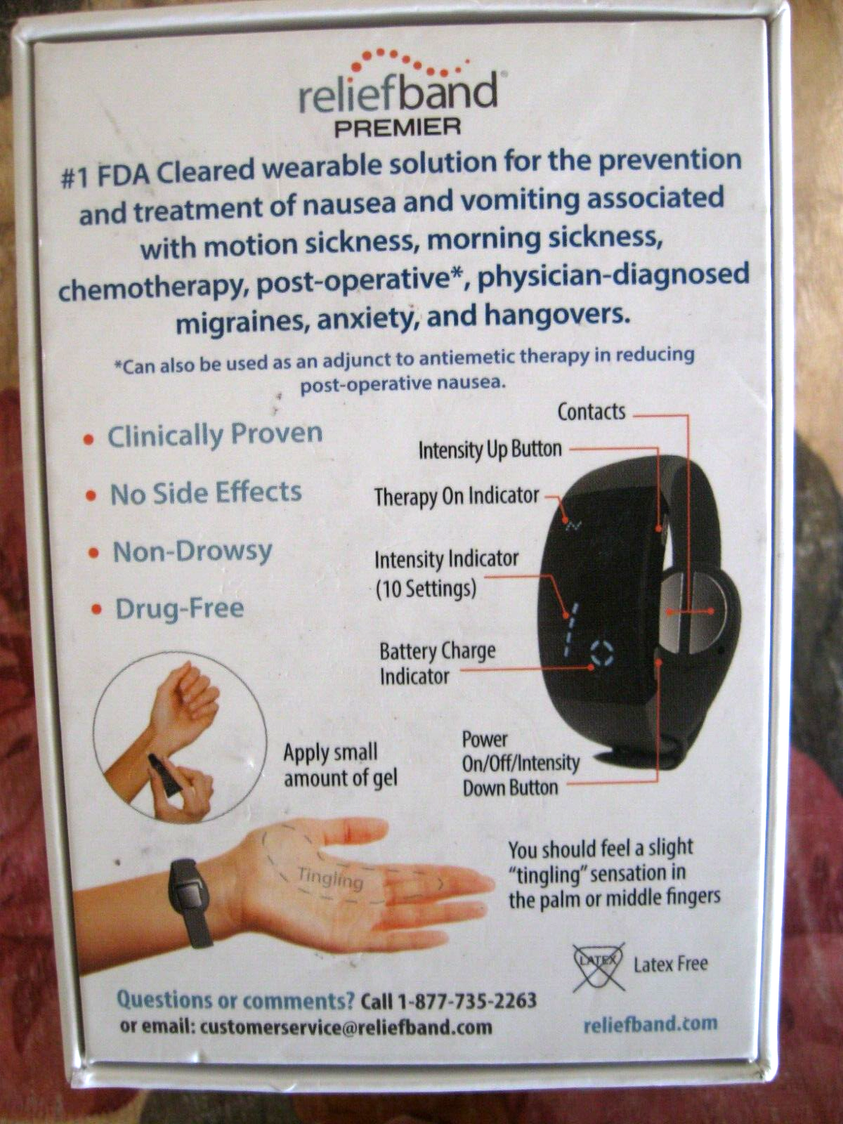 Relief Band Premier 2.0 Wristband for Nausea Motion Sickness /Charger Cable GRAY