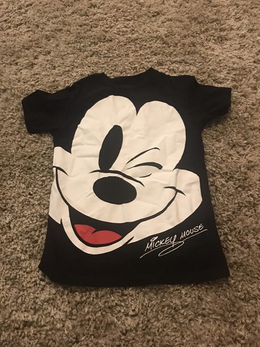Disney Mickey Mouse Big Face Black T-Shirt Size Youth Small