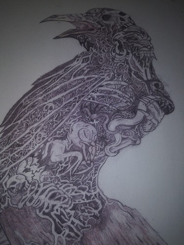 Hand Drawn Art Gothic Crow