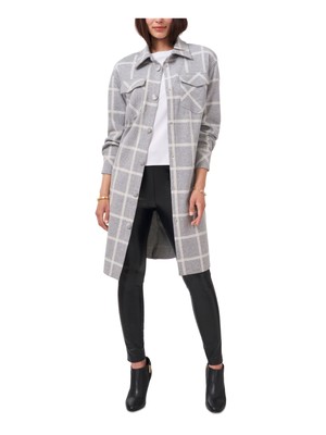 

Женское серое пальто VINCE CAMUTO с застежкой-кнопкой, без подкладки, клетчатое верхнее пальто Sha, Серый, 9151507