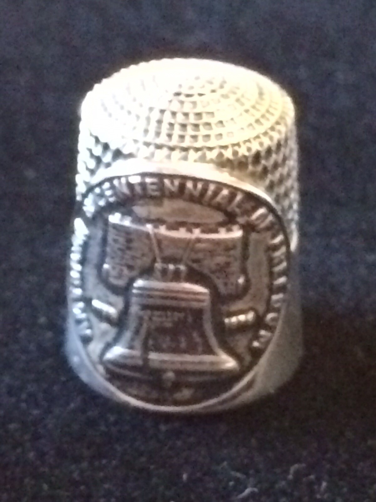 4 antique sterling silver Bicentennial Thimbles .  Peter Swingler