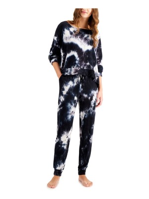 

JENNI Sets Black Tie Dye Long Sleeve Round Neck Lounge Повседневный размер, Черный