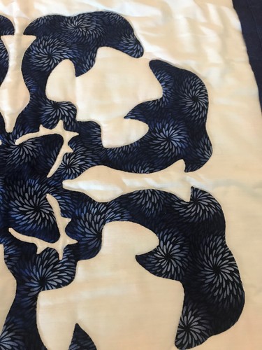 Completed Finished Hawaiian Quilt Dolphin Wall Art Decor Hand Stitched Applique