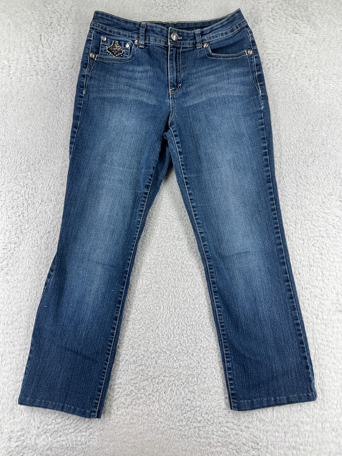 【BAON】[unisex] Kochen Stitch Banding Clr Matching Denim PT KUT Kollection Sz 26 x 33 Cotton Blend Embroidered Denim