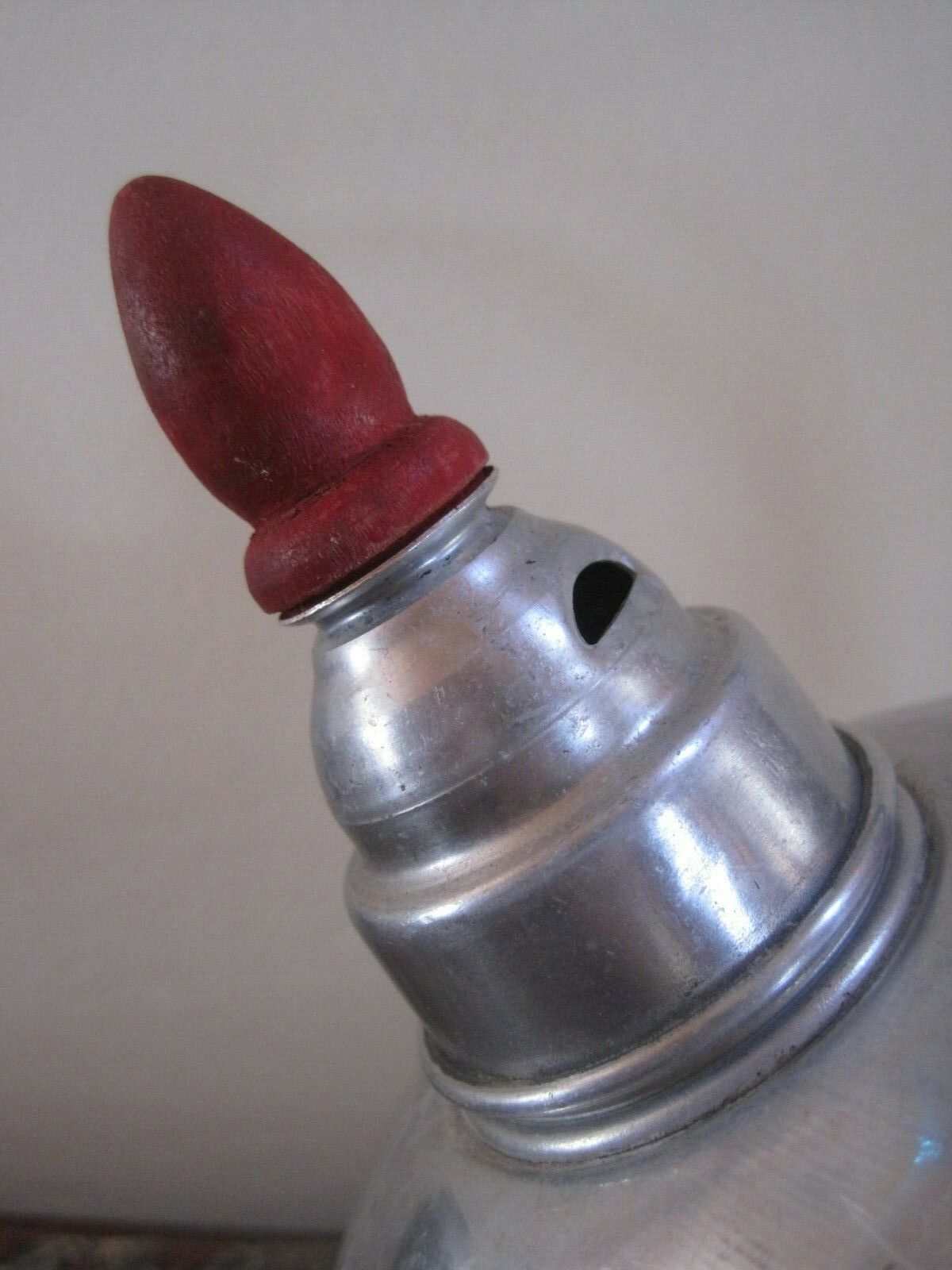 Vintage ALCOA Pure Aluminum ROUND Whistling TEA KETTLE Pot RED HANDLE