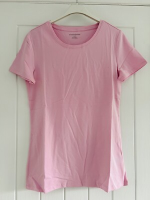 Amazon Essentials, scoop neck Peach Pink T Shirt, Size S Small.