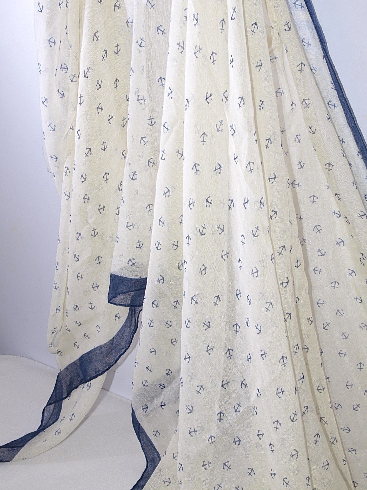 Oversized Nautical Print Anchor Sheer Blanket / Scarf / Baby Swaddle Wrap 75x38