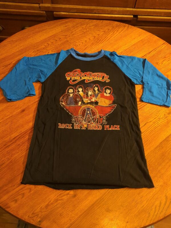 Vintage Aerosmith 1978? Blue / Black Small Concert T Shirt 3/4 sleeve 