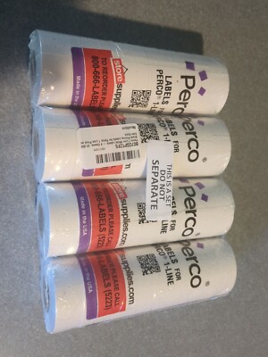 Perco 1 Line White Labels - 4 Sleeve, 32,000 Blank Price and Date