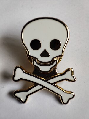 NEW BARBOUR SKULL & CROSSBONES WHITE GOLD ENAMEL LAPEL PIN BADGE OFFICIAL RARE