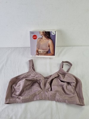 M&S Women's Bra Mushroom Pink Embroidered Total Support Full Cup Non-Wired New