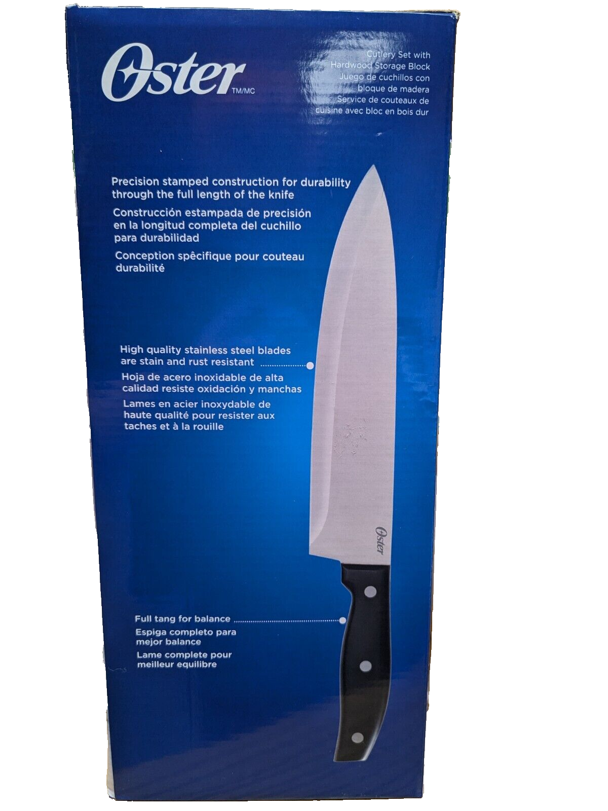 NIB NEW OSTER GRANGER 14-PIECE KITCHEN KNIFE WOOD BLOCK SET STAINLESS STEEL