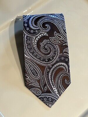 DONA/DONA Necktie HANDMADE EGGPLANT  Purple Paisley SILK Tie ITALY 3.5 X 60  EUC