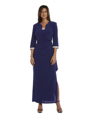 

Женская синяя куртка-болеро R-M RICHARDS с открытыми плечами и рукавами 3/4 с подплечниками, Синий, 3808