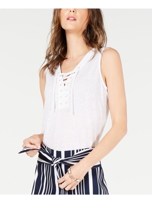 

INC Женская белая майка без рукавов с завязками спереди и V-образным вырезом Размер, Белый