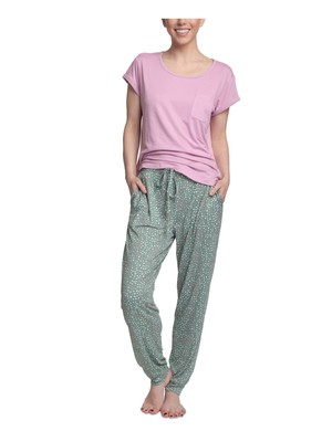 

HANES Фиолетовая футболка с коротким рукавом, прямые брюки, Фиолетовый