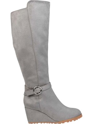 

JOURNEE COLLECTION Женские серые ботильоны Veronica с круглым носком на танкетке, Серый, VERONICA-GRY-080