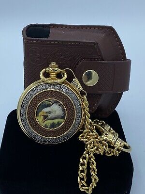 Franklin Mint Eagle Pocket Watch with Belt Case