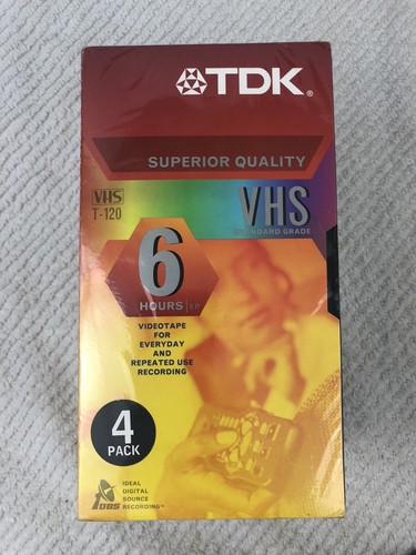 TDK T-120 RV Superior Quality 6hrs BLANK  VHS tapes Lot Of 4 NEW & Sealed
