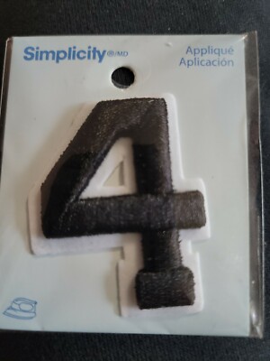 Simplicity & Wrights 2  Number 4 Applique Patch Black On White