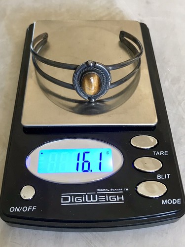 RARE Vintage James Toadelena Navajo Sterling Silver & Tigers Eye Cuff GORGEOUS!