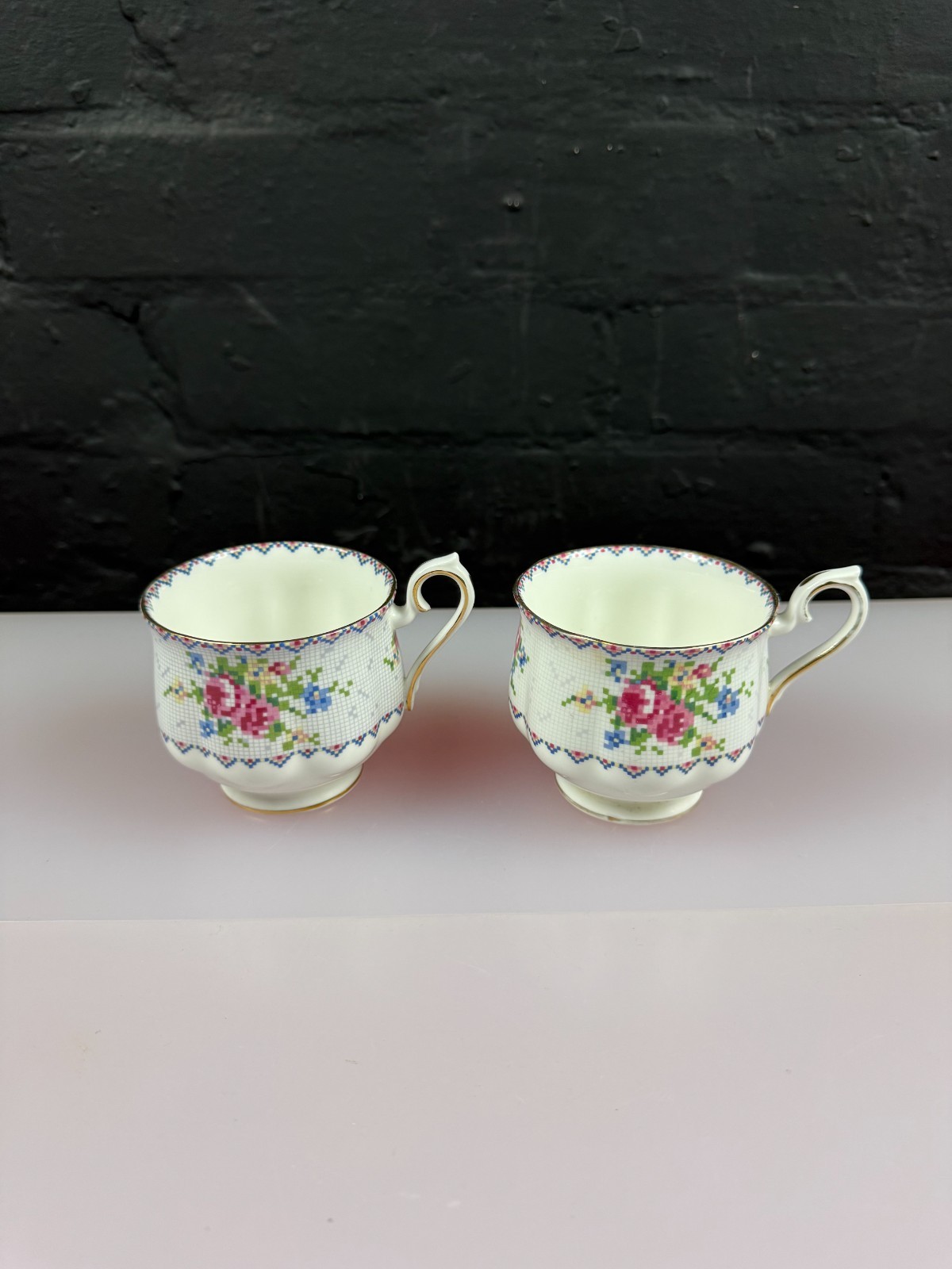 Royal Albert Petit Point Replacement Tea Cups For Saucers Set of 2