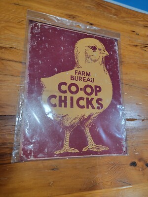 Farm Bureau Chick CO-OP Chicken Vintage Retro Kitchen Wall Decor Metal Sign