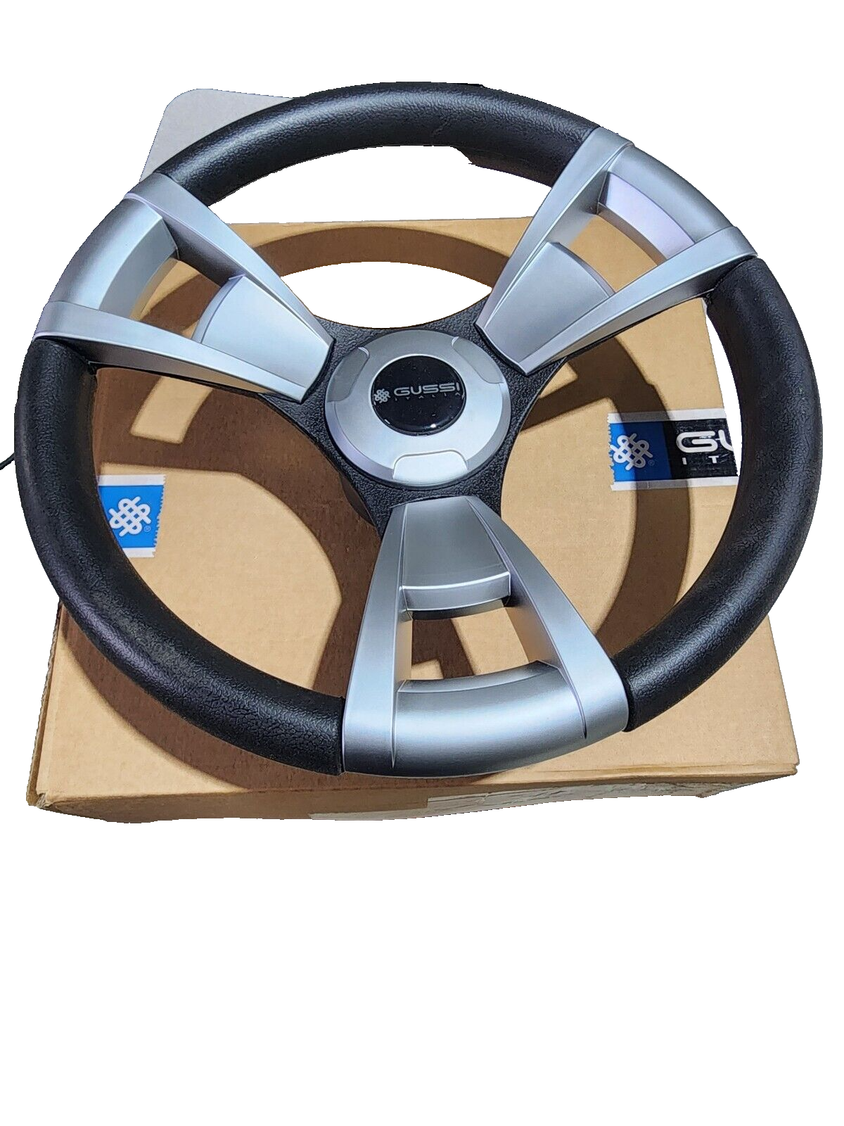 Gussi Brushed Aluminum & Black Steering Wheel for Club Car Precedent