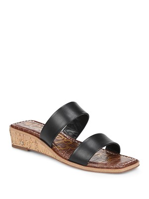

SAM EDELMAN Женские черные кожаные босоножки без шнуровки на танкетке Vena Comfort 9,5, Черный, H8239L1