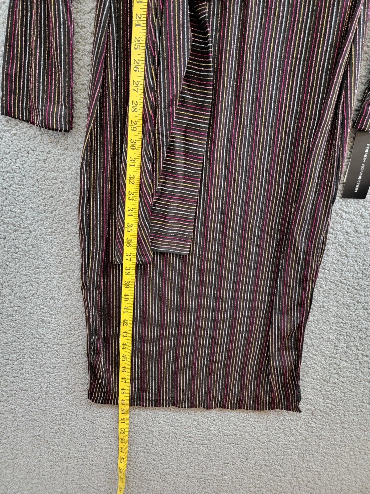 French Connection Paula Keyhole Midi Dress Women's S Blackout Multi Round Neck - Picture 8 of 16