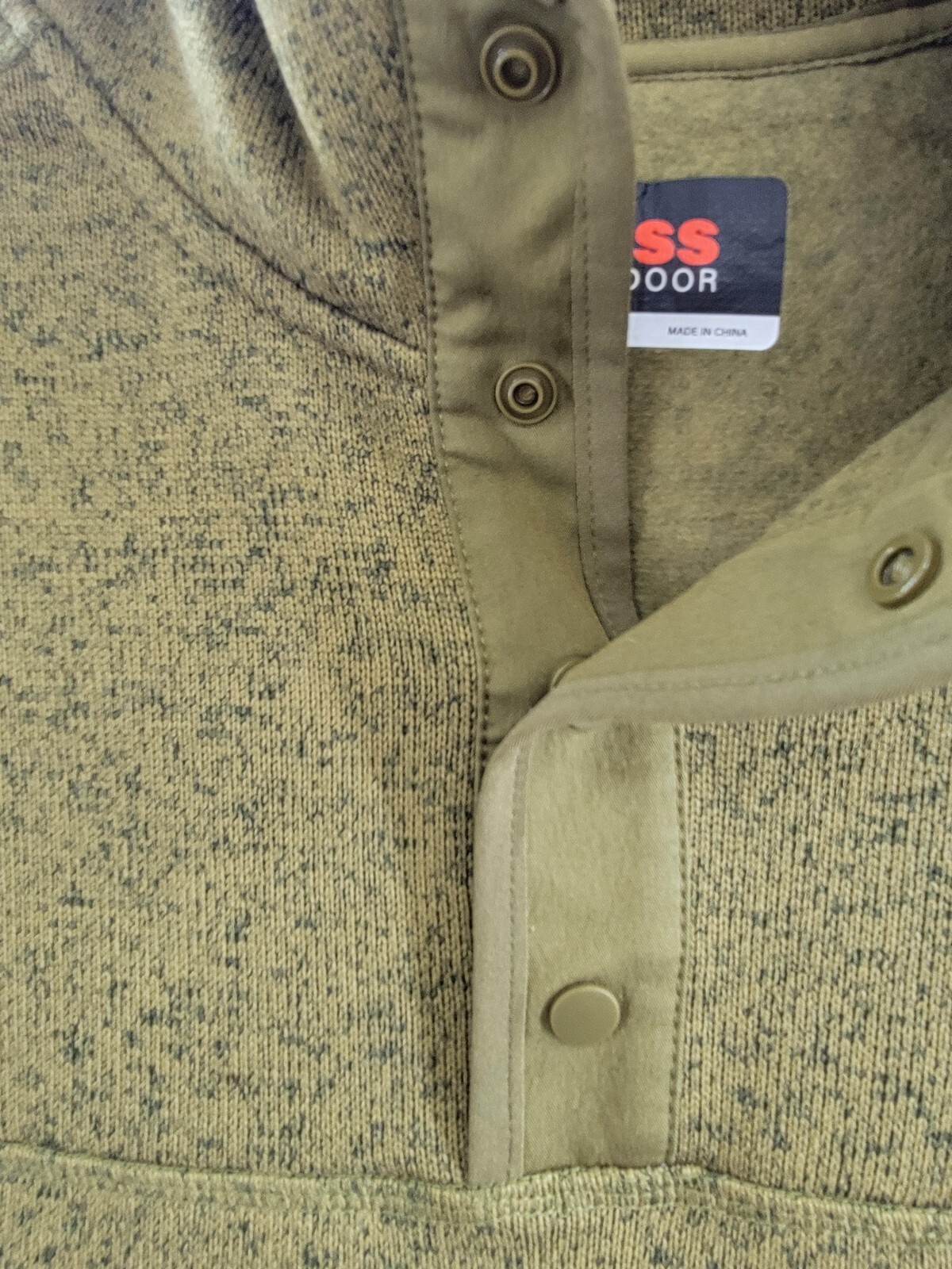 Bass Outdoor Regular-Fit Mixed-Media 1/4-Snap Hoodie Men's M Fir Green L/S - Picture 9 of 17