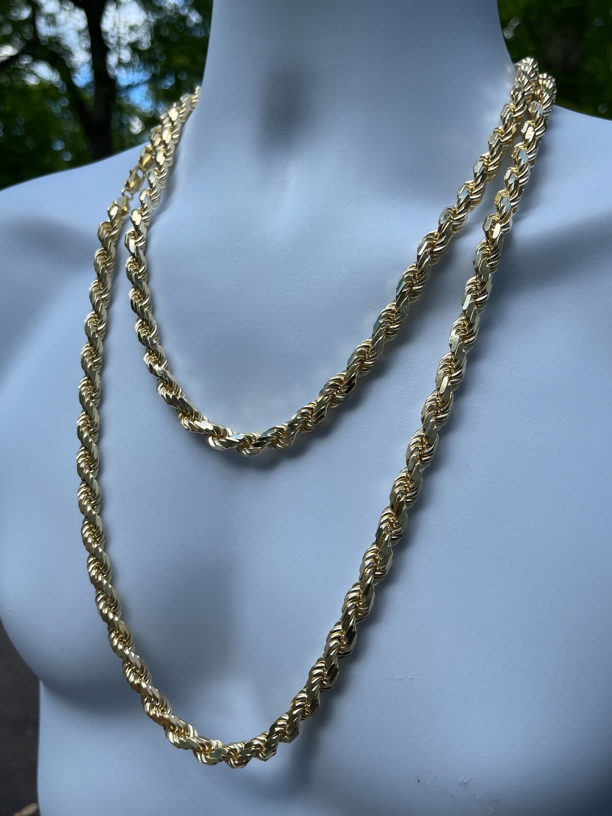 Pre-owned Silver 8mm Thick Rope Chain 14k Gold Plated Real Solid 925 Sterling  Necklace Big