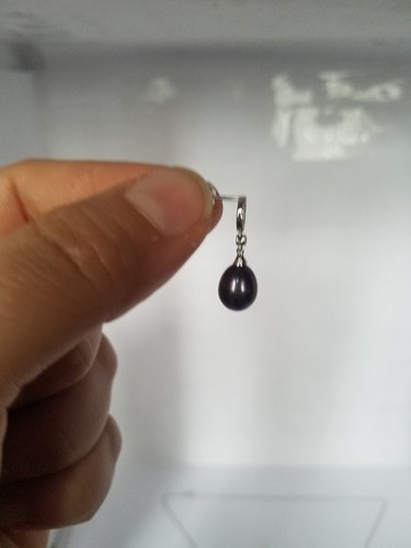 Estate 14K White Gold & Diamond & 10x8mm Black Pearl Earrings & Pendant