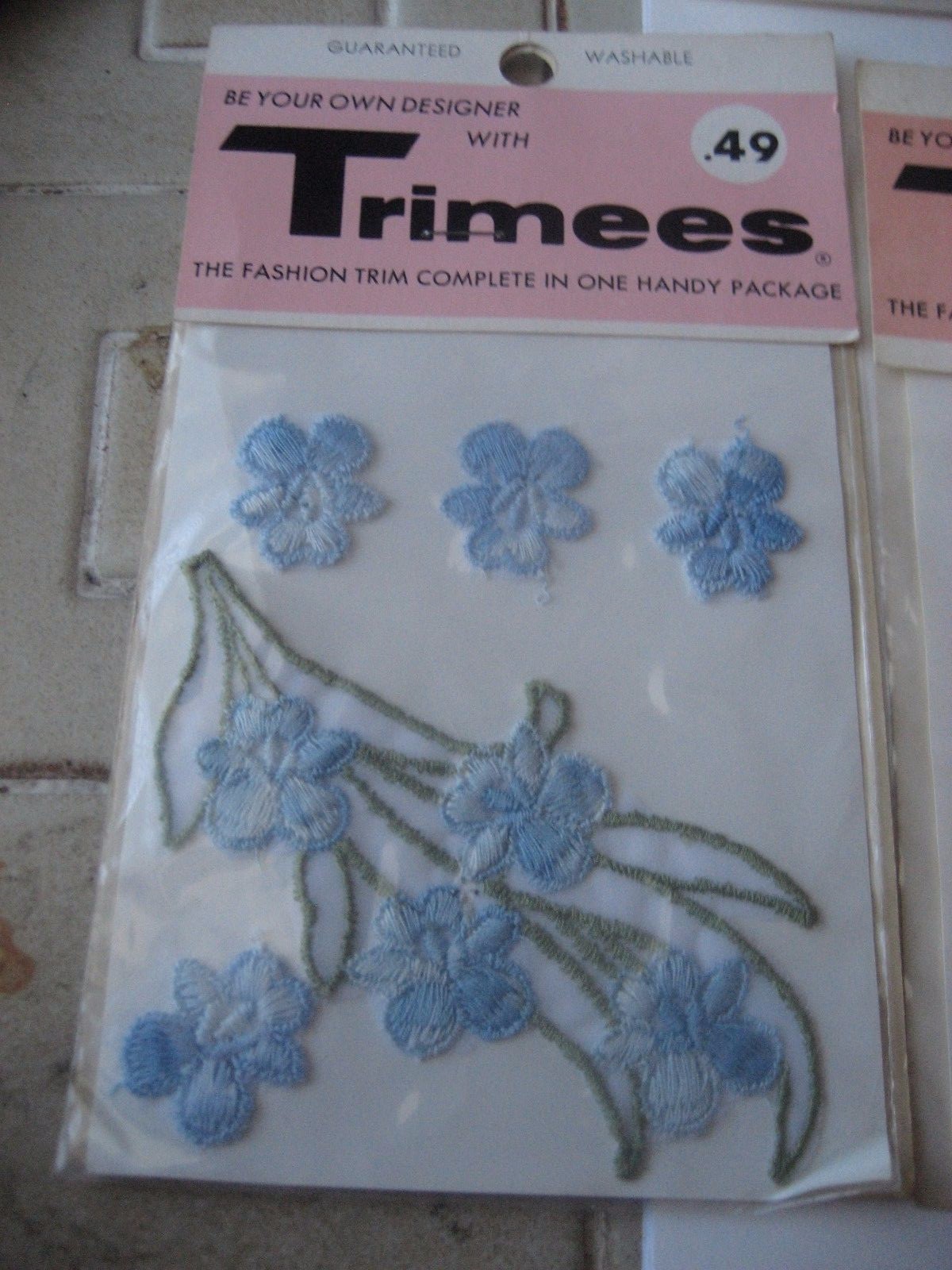 LOT-5 TRIMEES INCORPORATED 1950's EMBROIDERED APPLIQUES/NEW YORK CITY, NY/NOS