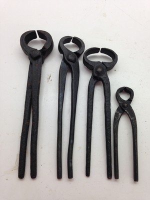 4 Hand Forged Wrought Iron Blacksmith Hoof Nippers Tongs Shoe Tool Cutters {N4}